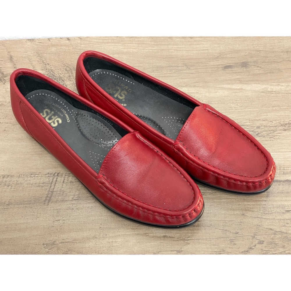 SAS Loafers Tripad Comfort 7 Red Leather Slip On Walking Shoes B2152111